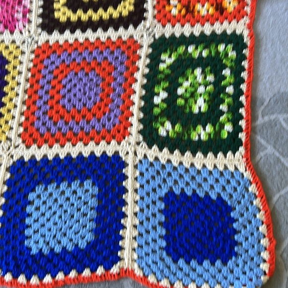 💕GORGEOUS Vintage Granny Square Afghan Crochet Blanket Throw - Picture 7 of 13